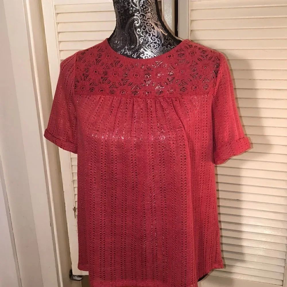Boho Basic Top with sexy back tie in Coral Red